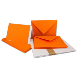 10x Faltkarten SET DIN A6/C6 mit Brief-Umschlägen in Orange - inklusive Einleger - 14,8 x 10,5 cm - Premium Qualität - FarbenFroh