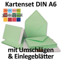 10x Faltkarten SET DIN A6/C6 mit Brief-Umschlägen in Mintgrün - inklusive Einleger - 14,8 x 10,5 cm - Premium Qualität - FarbenFroh