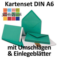 10x Faltkarten SET DIN A6/C6 mit Brief-Umschlägen in Pazifikblau - inklusive Einleger - 14,8 x 10,5 cm - Premium Qualität - FarbenFroh