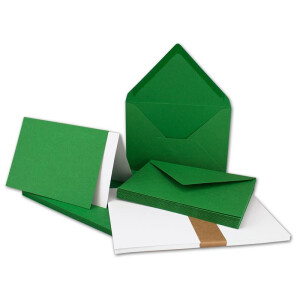 500x Faltkarten SET DIN A6/C6 mit Brief-Umschlägen in Tannengrün - inklusive Einleger - 14,8 x 10,5 cm - Premium Qualität - FarbenFroh