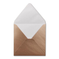 100x Quadratische Briefumschläge in Bronze Metallic - 15,5 x 15,5 cm - ohne Fenster, mit Nassklebung - 90 g/m² - Für Einladungskarten zu Hochzeit, Geburtstag und mehr - Serie FarbenFroh
