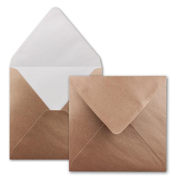 150x Quadratische Briefumschläge in Bronze Metallic - 15,5 x 15,5 cm - ohne Fenster, mit Nassklebung - 90 g/m² - Für Einladungskarten zu Hochzeit, Geburtstag und mehr - Serie FarbenFroh