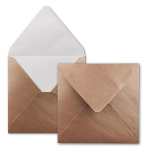 250x Quadratische Briefumschläge in Bronze Metallic - 15,5 x 15,5 cm - ohne Fenster, mit Nassklebung - 90 g/m² - Für Einladungskarten zu Hochzeit, Geburtstag und mehr - Serie FarbenFroh