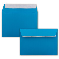 150x Briefumschläge Azur-Blau DIN C6 Format 11,4 x 16,2 cm - Haftklebung - Kuverts ohne Fenster - Weihnachten, Grußkarten & Einladungen - Für A6 & A4 Papier