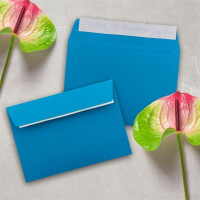 150x Briefumschläge Azur-Blau DIN C6 Format 11,4 x 16,2 cm - Haftklebung - Kuverts ohne Fenster - Weihnachten, Grußkarten & Einladungen - Für A6 & A4 Papier