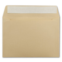 150x Briefumschläge Karamell-Braun DIN C6 Format 11,4 x 16,2 cm - Haftklebung - Kuverts ohne Fenster - Weihnachten, Grußkarten & Einladungen - Für A6 & A4 Papier