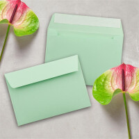 75x Briefumschläge Mint-Grün DIN C6 Format 11,4 x 16,2 cm - Haftklebung - Kuverts ohne Fenster - Weihnachten, Grußkarten & Einladungen - Für A6 & A4 Papier
