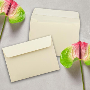 150x Briefumschläge Vanille-Creme DIN C6 Format 11,4 x 16,2 cm - Haftklebung - Kuverts ohne Fenster - Weihnachten, Grußkarten & Einladungen - Für A6 & A4 Papier