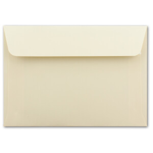 150x Briefumschläge Vanille-Creme DIN C6 Format 11,4 x 16,2 cm - Haftklebung - Kuverts ohne Fenster - Weihnachten, Grußkarten & Einladungen - Für A6 & A4 Papier