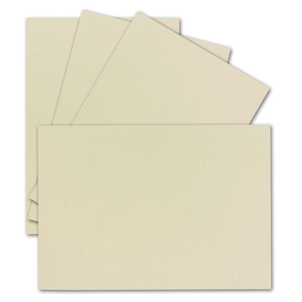 200 Einzel-Karten DIN A6 - 10,5 x 14,8 cm - 240 g/m² - Vanille / Creme gerippt - Tonkarton - Bastelpapier - Bastelkarton- Bastel-karten - blanko Postkarten