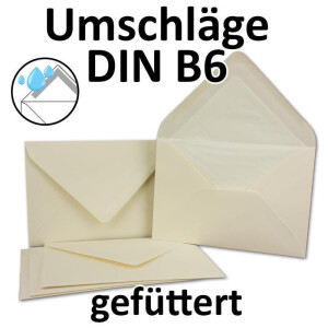 25x Kuverts in Naturweiss - Brief-Umschläge in DIN B6 - 12,5 x 17,6 cm geripptes Papier - weißes Seidenfutter für Weihnachten & festliche Anlässe