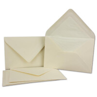 25x Kuverts in Naturweiss - Brief-Umschläge in DIN B6 - 12,5 x 17,6 cm geripptes Papier - hochwertiges Seidenfutter für Weihnachten & festliche Anlässe