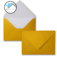 150x Briefumschläge B6 - 17,6 x 12,5 cm - Gold - Nassklebung mit spitzer Klappe - 90 g/m² - Für Hochzeit, Gruß-Karten, Einladungen