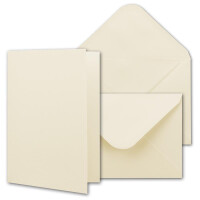 50x Faltkartenset inklusive Briefumschläge DIN A6 / C6 in Naturweiß  - Blanko Einladungskarten 10,5 x 14,8 cm zum Selbstgestalten & Kreieren