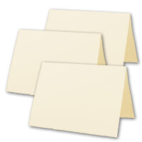 15x DIN A5 Vintage Falt-Karten, Büttenpapier, 148 x 210 mm - hoch-doppelt, Chamois-Elfenbein 240 g/m² - Vellum Oberfläche