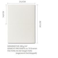 75x DIN A5 Vintage Faltkarten, Büttenpapier, 148 x 210 
