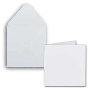 250x Set Quadratische Karten inklusive Briefumschläge - Blanko 14 x 14 cm  in Hochweiß - bedruckbare Einladungskarten - ideal zum Selbstgestalten & Kreieren