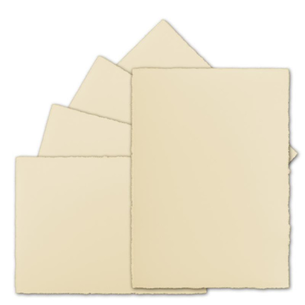 15 Stück DIN A5 Vintage Karten, Büttenpapier, 148 x 210 mm, Chamois-Elfenbein halbmatt - ohne Falz - Vellum Oberfläche