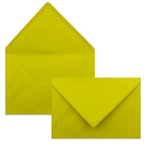 200x Falt-Karten Set in Limette gelb-grün inklusive Brief-Umschläge DIN B6 - Faltkarte B6 - Einlegeblatt und silbernem Schmuckband