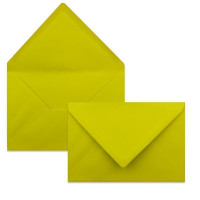 250x Falt-Karten Set in Limette gelb-grün inklusive Brief-Umschläge DIN B6 - Faltkarte B6 - Einlegeblatt und silbernem Schmuckband