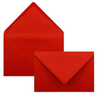75x Falt-Karten Set in Rot inklusive Brief-Umschläge DIN B6 - Faltkarte B6 - Einlegeblatt und silbernem Schmuckband