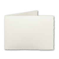 25x DIN A5 Vintage Faltkarten, Büttenpapier, 148 x 210 mm - querdoppelt, Weiß (Naturweiß) 250 gr - Vellum Oberfläche
