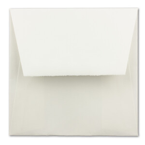 75 Stück quadratische Vintage Briefumschläge, Haftklebung - Büttenpapier, 16,6 x 16,6 cm, Weiß halbmatt gerippt hochwertige Brief-Kuverts
