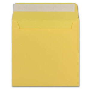 75 x Kuverts in Gelb - quadratische Brief-Umschläge - 15,5 x 15,5 cm - Haftklebung - matte Oberfläche - formstabile Post-Umschläge