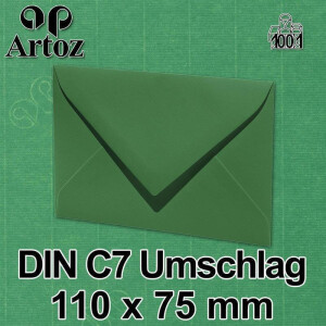 100x ARTOZ DIN C7 kleine Briefumschläge - Grün (Tannengrün) 110 x 75 mm - 100 g/m² Mini Umschläge für Hochzeit Geburtstag Weihnachten Party Geschenkkärtchen - Serie 1001
