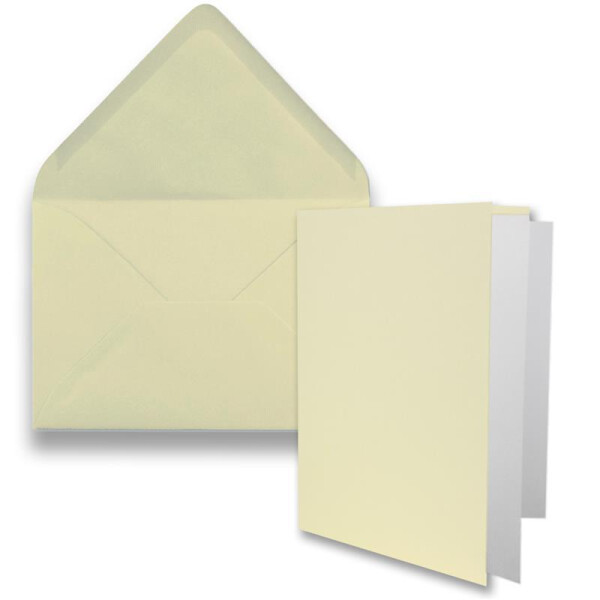 50x DIN B6 Faltkarten-Set - Vanille - 115 x 170 mm - 11,5 x 17 cm - Doppelkarten mit Umschlägen und Einleger-Papier - FarbenFroh by GUSTAV NEUSER