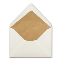 25x Brief-Umschläge naturweiß gefüttert - DIN C6 - braunes Kraft-Papier Seidenfutter - Nassklebung ohne Fenster - 114 x 162 mm - Serie UmWelt