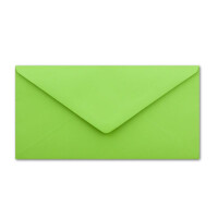 50 Brief-Umschläge DIN Lang - Hellgrün mit Gold-Metallic Innen-Futter - 110 x 220 mm - Nassklebung - festliche Kuverts für Weihnachten