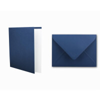25x Kartenset DIN A6 inkl. Briefumschlägen & extra Einlegeblätter - Blanko Klappkarten in Dunkel-Blau im DIN A6 Format - Karten zum Selbstgestalten für Einladungen und Grüße
