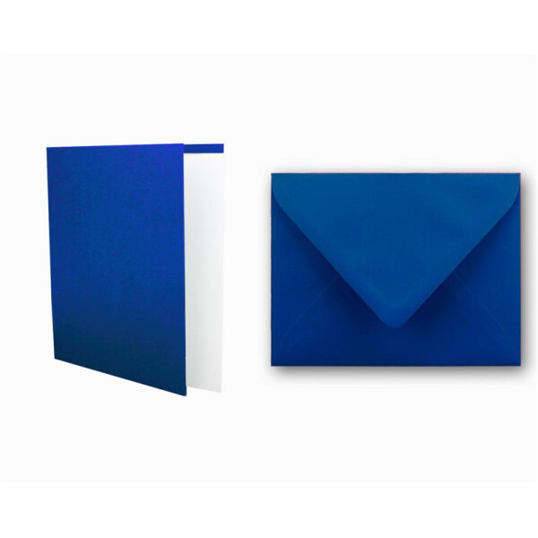 25x Kartenset DIN A6 inkl. Briefumschlägen & extra Einlegeblätter - Blanko Klappkarten in Royal-Blau im DIN A6 Format - Karten zum Selbstgestalten für Einladungen und Grüße