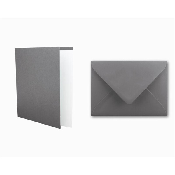 25x Kartenset DIN A6 inkl. Briefumschlägen & extra Einlegeblätter - Blanko Klappkarten in Graphit-Grau im DIN A6 Format - Karten zum Selbstgestalten für Einladungen und Grüße