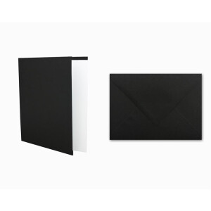 25x Kartenset DIN A6 inkl. Briefumschlägen & extra Einlegeblätter - Blanko Klappkarten in Schwarz im DIN A6 Format - Karten zum Selbstgestalten für Einladungen und Grüße
