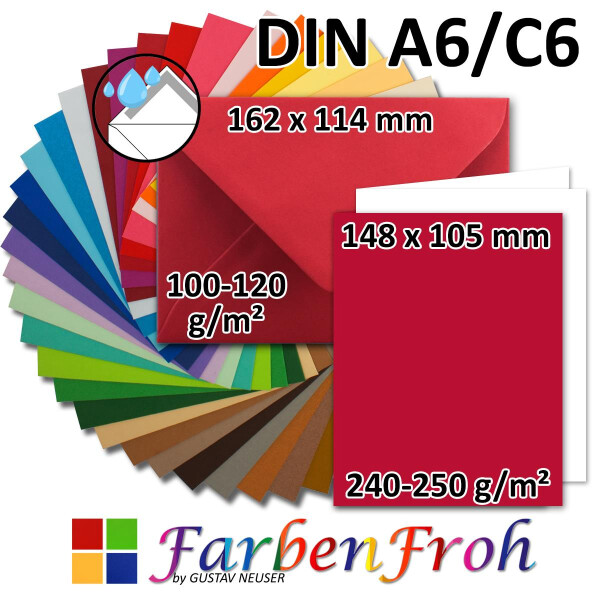 25x Kartenset DIN A6 inkl. Briefumschlägen & extra Einlegeblätter - Blanko Klapp-Karten im DIN A6 Format - Karten zum Selbstgestalten für Einladungen und Grüße