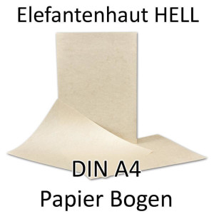 25 Stück DIN A4 Papier Bogen - 21 x 29,7 cm - Elefantenhaut HELL - 110 Gramm/ m² - Urkundenpapier - Speisekarte - beschichtet