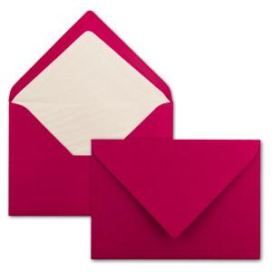 25x Karten-Set DIN B6 - 12 x 17 cm - 120 x 170 mm - Falt-Karten mit Brief-Umschlägen & Einlege-Blättern - Gerippte Struktur Oberfläche - Himbeer-Rot - Vintage Einladungskarten
