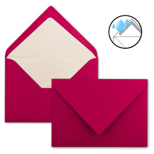 25x Karten-Set DIN B6 - 12 x 17 cm - 120 x 170 mm - Falt-Karten mit Brief-Umschlägen & Einlege-Blättern - Gerippte Struktur Oberfläche - Himbeer-Rot - Vintage Einladungskarten