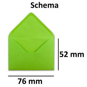 50 Mini Brief-Umschläge - Hell-Grün - 5,2 x 7,6 cm - Miniatur Kuverts mit Nassklebung für Blumen-Grüße, Grußkarten, Anhänger & Geld-Geschenke - FarbenFroh by GUSTAV NEUSER