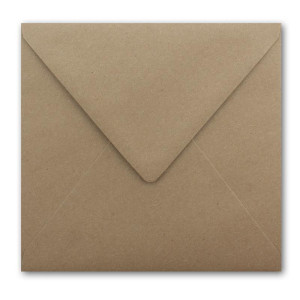 25 Quadratische Kuverts 16,5 x 16,5 cm aus Kraft-Papier in Sandbraun mit silbernem Seidenfutter - Nassklebung - 120 g/m² - NEUSER PAPIER