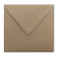 150 Quadratische Kuverts 16,5 x 16,5 cm aus Kraft-Papier in Sandbraun mit silbernem Seidenfutter - Nassklebung - 120 g/m² - NEUSER PAPIER