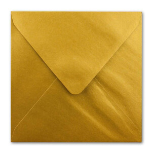 15x Quadratisches Falt-Karten Set - 15 x 15 cm - mit Brief-Umschlägen & Einlegeblättern - Gold - FarbenFroh by GUSTAV NEUSER