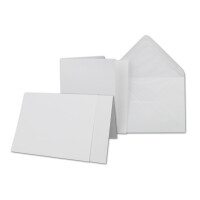 25x Karten-Set DIN B6 - 12 x 17 cm - 120 x 170 mm - Falt-Karten mit Brief-Umschlägen & Einlege-Blättern - Gerippte Struktur Oberfläche - Weiß - Vintage Einladungskarten