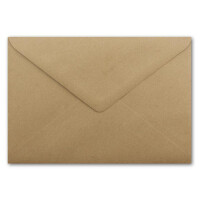 300x DIN C5 Kuverts 15,7 x 22,5 cm aus Kraft-Papier in sandbraun mit goldenem Seidenfutter - Nassklebung - Blanko Brief-Umschläge aus Recycling-Papier - Serie UmWelt