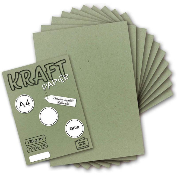 25 Blatt Vintage Kraftpapier in Grün DIN A4 120g grünes Recycling-Papier, komplett ökologischer Brief-Bogen - Briefpapier UmWelt by GUSTAV NEUSER