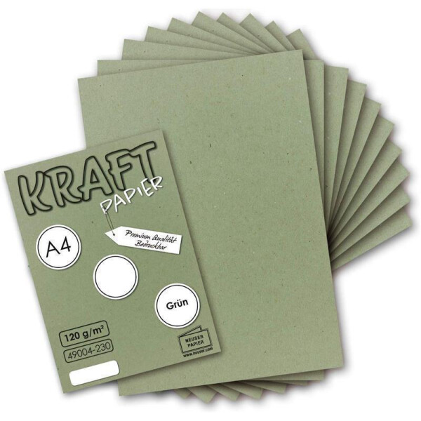 250 Blatt Vintage Kraftpapier in Grün DIN A4 120g grünes Recycling-Papier, komplett ökologischer Brief-Bogen - Briefpapier UmWelt by GUSTAV NEUSER