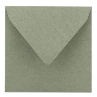 50x Vintage-Umschläge quadratisch aus grauem Kraftpapier - nachhaltig - 15,5 x 15,5 cm - Nassklebung Spitzklappe - NEUSER PAPIER