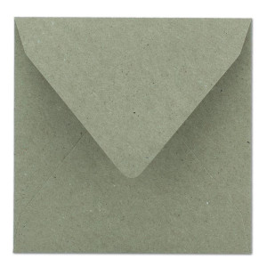 75x Vintage-Umschläge quadratisch aus grauem Kraftpapier - nachhaltig - 15,5 x 15,5 cm - Nassklebung Spitzklappe - NEUSER PAPIER